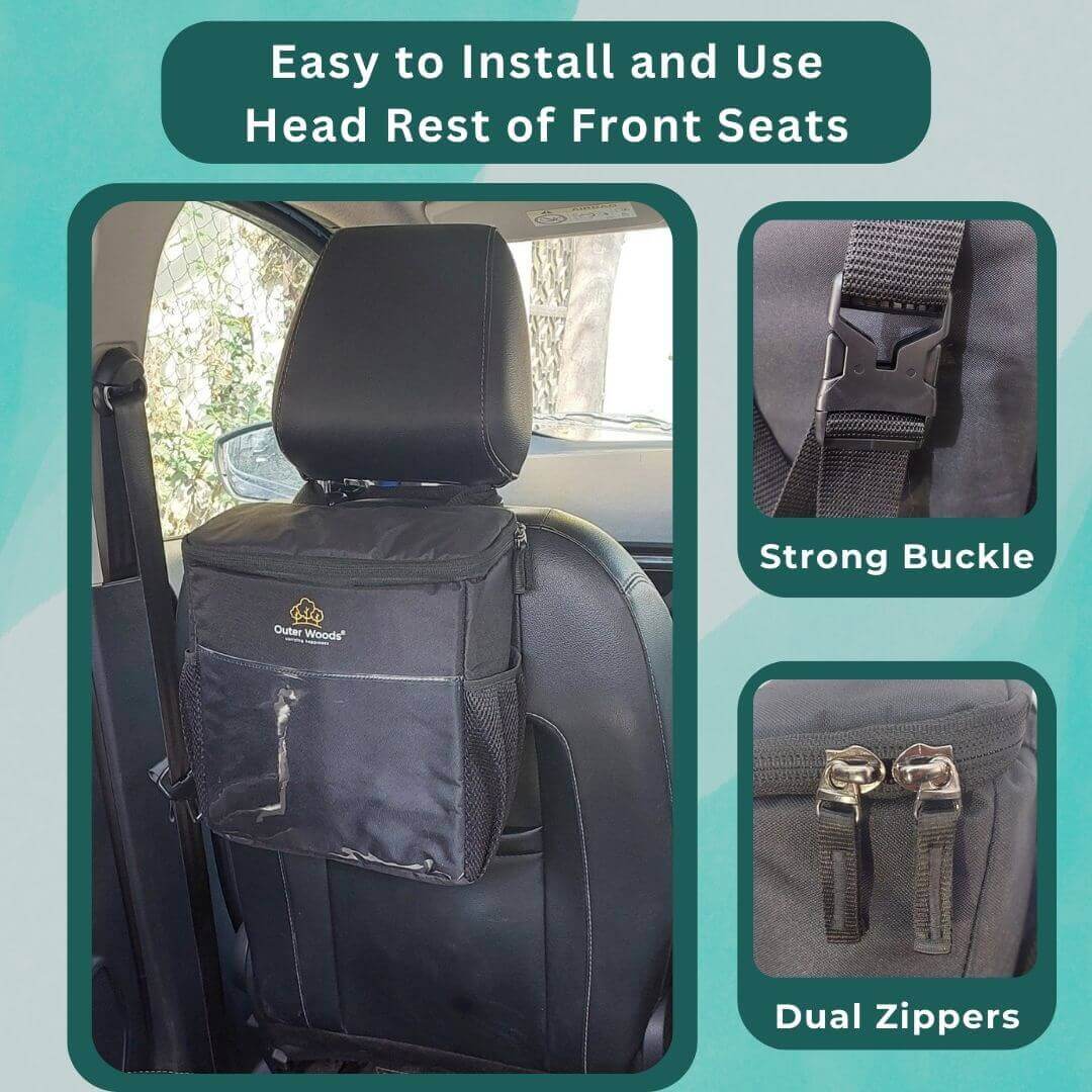 Outer Woods Insulated Cooler Bag for Cars & SUVs | Beverage Cooler Bag | Insulated Bag | Bottle Bag | Beer Cooler Bag | Hot Cold bag | Soft Cooler Bag | Car Accessories