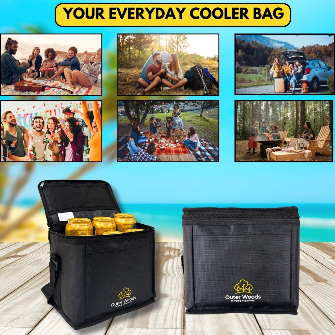 Outer Woods Insulated 6 Can Cooler Bag | Beer Cooler | Insulated Bag | Soft Cooler | Hot Cold Bag | Lunch Bag