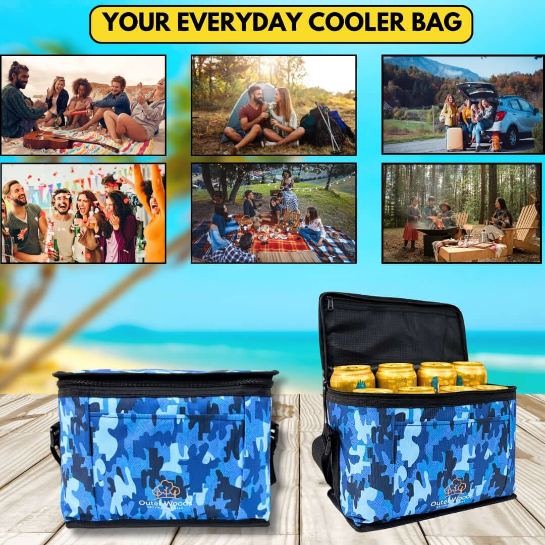 Black insulated cooler bag with zipper closure