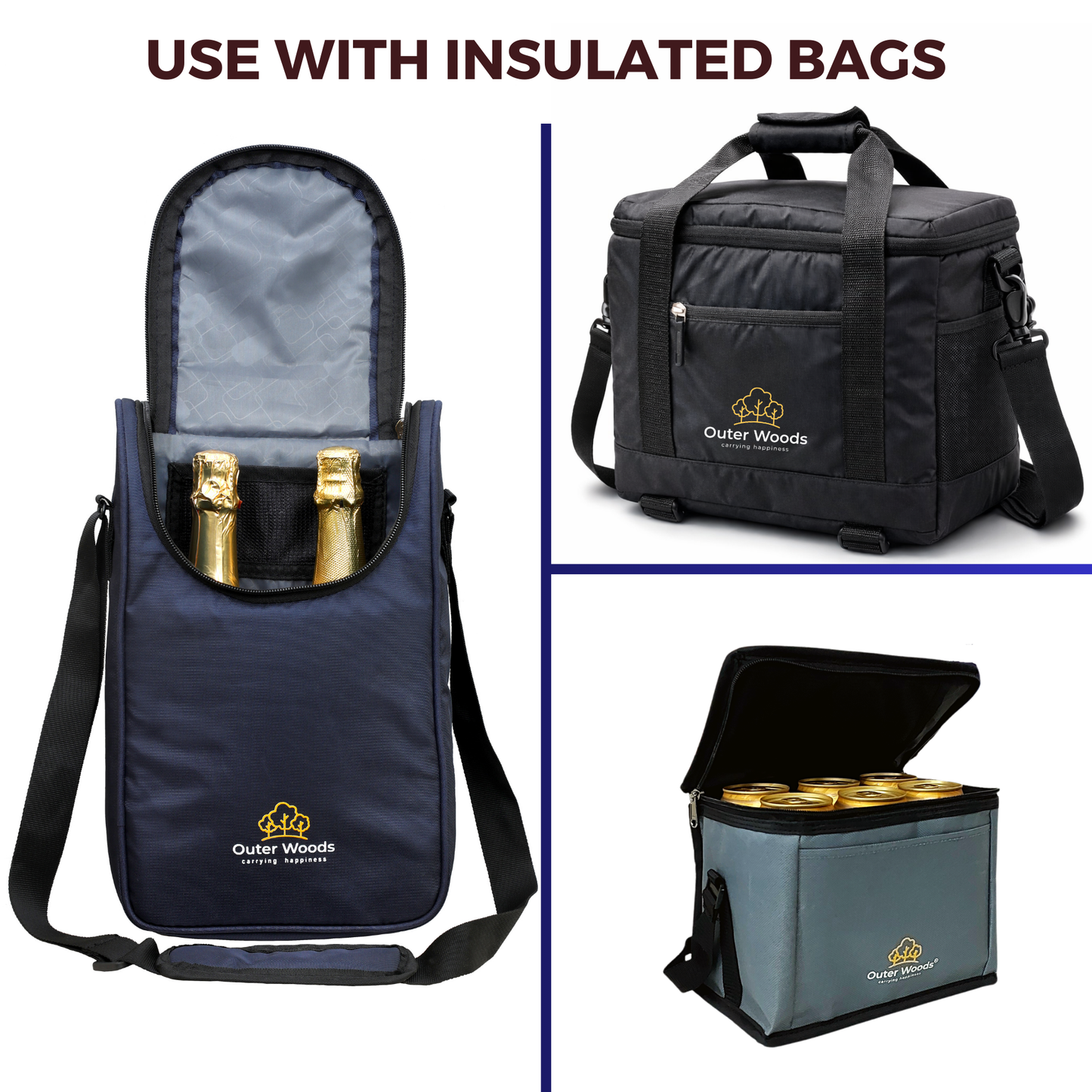 Outer Woods Ice Gel Packs 150ml | Set of 4 | Non-Toxic Leak-Proof Cold Gel Pads for Picnic, Travel, Vaccine, Insulin, Food & Drinks