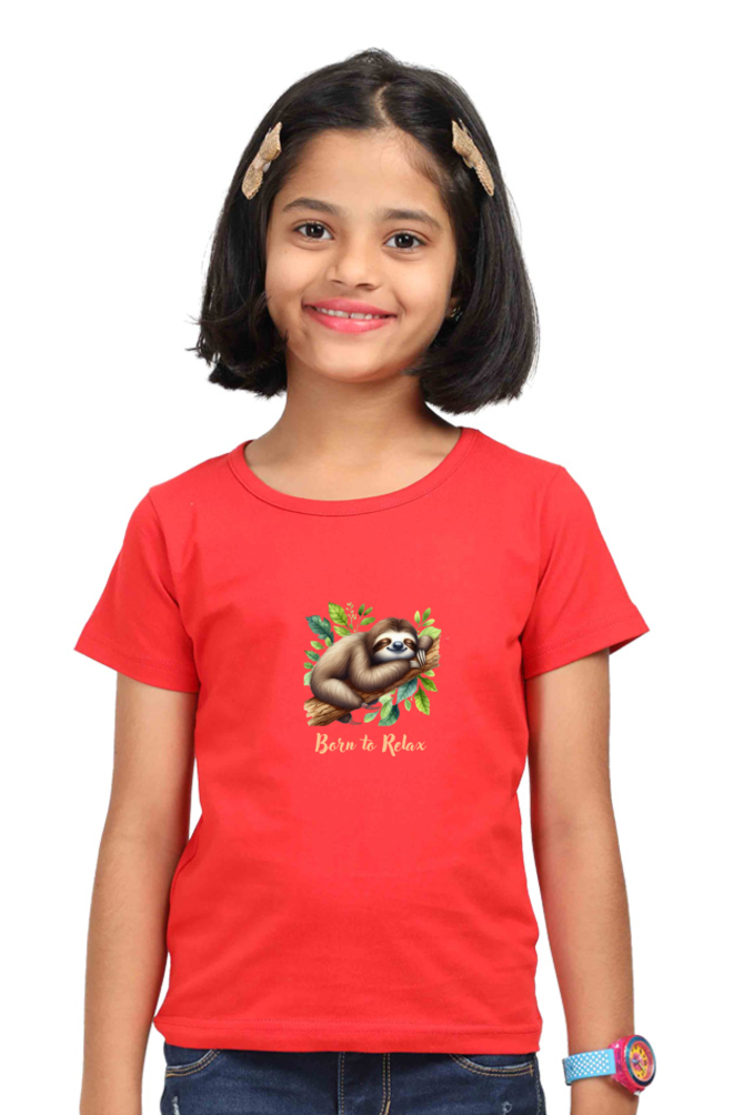 Outer Woods Girl's Graphic Printed T-Shirt - Born to Relax