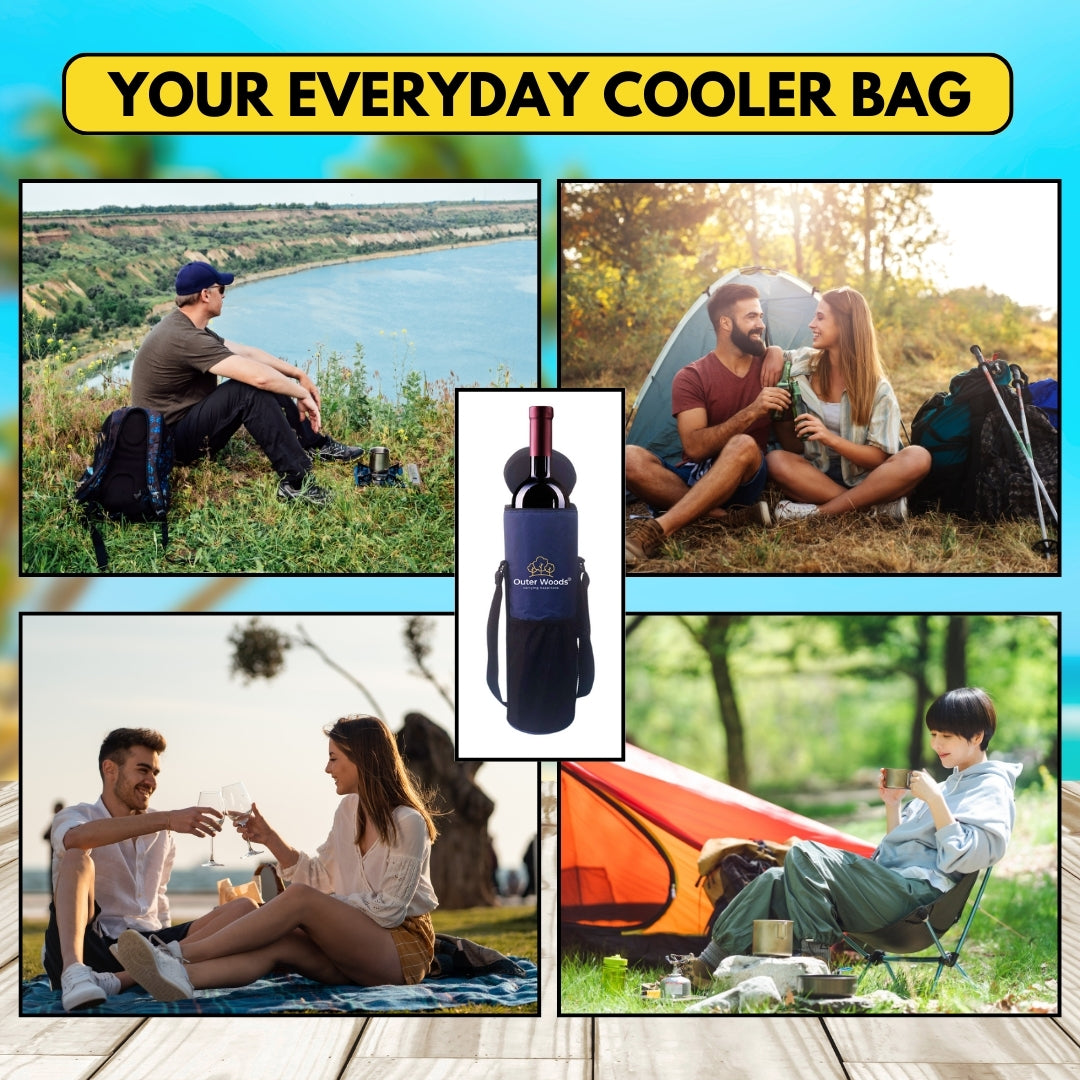 Outer Woods Insulated 1 Bottle Cooler Bag, Beverage Cooler Bag, Insulated Bag, Bottle Bag, Beer Cooler Bag, Wine Carier, Hot Cold bag