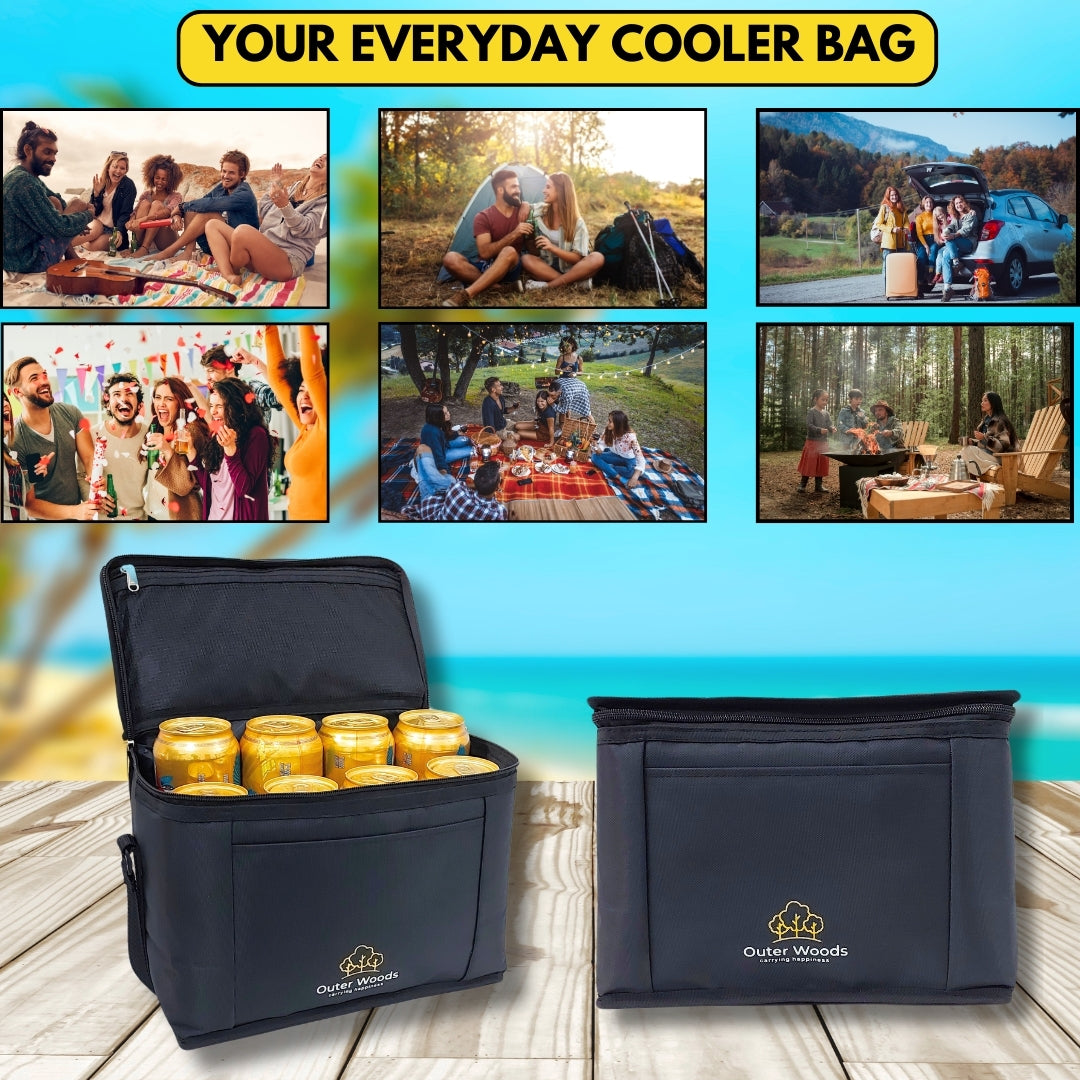 Outer Woods Insulated 8 Can Cooler Bag | Beer Cooler | Insulated Bag | Soft Cooler | Hot Cold Bag | Lunch Bag