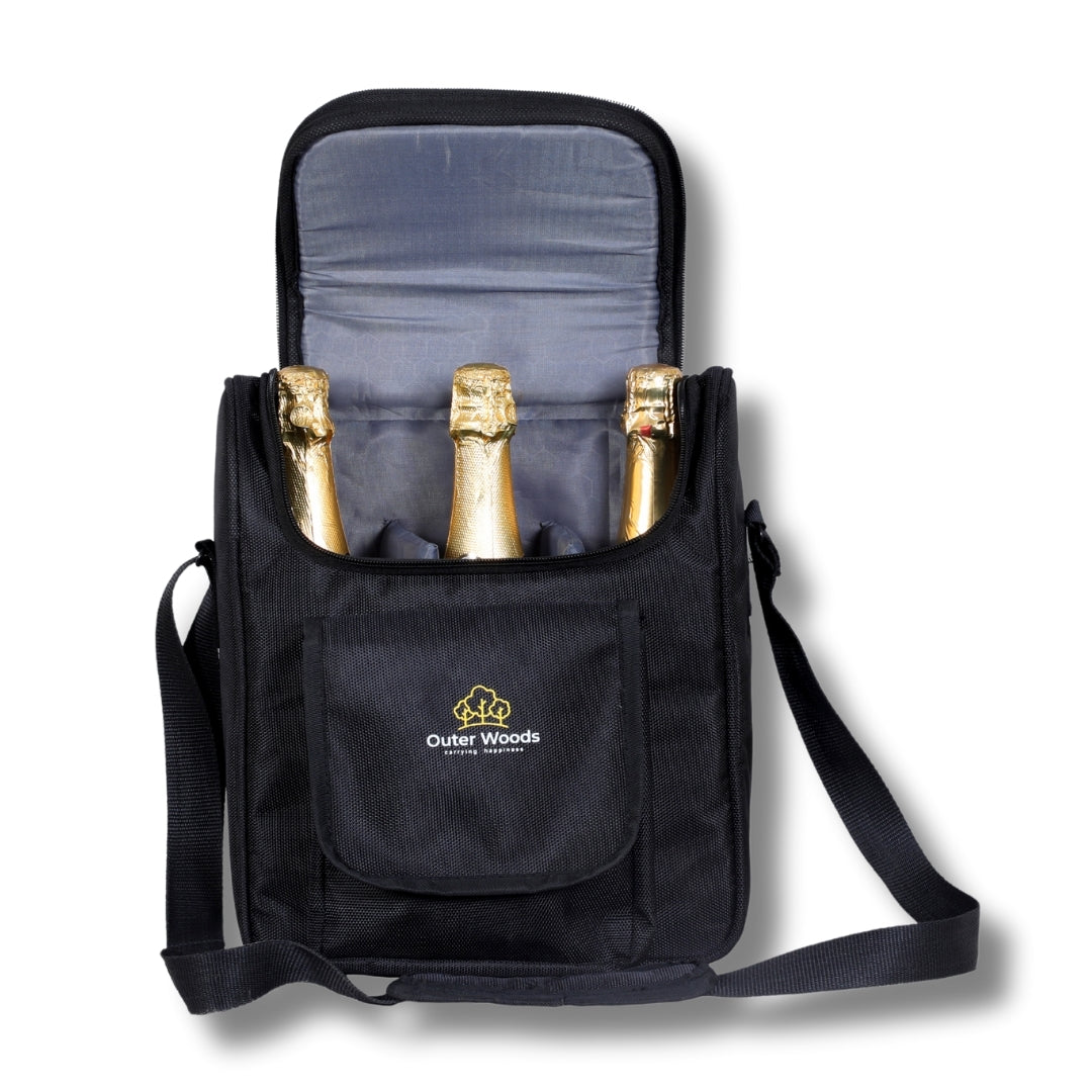 Outer Woods Insulated 3 Bottle Cooler Bag | Beer Cooler Bag | Wine Carrier | Insulated Bag | Soft Cooler | Hot Cold Bag | Can Cooler