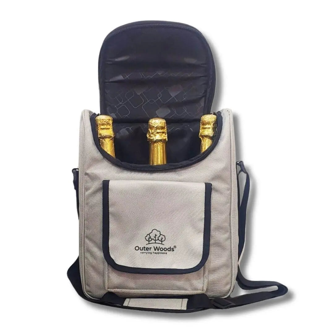 Outer Woods Insulated 3 Bottle Cooler Bag | 6+ Hours Cooling | Fits 3 x 1000ml Bottles | 3 x 100ml Ice Gel Packs Included - Outer Woods