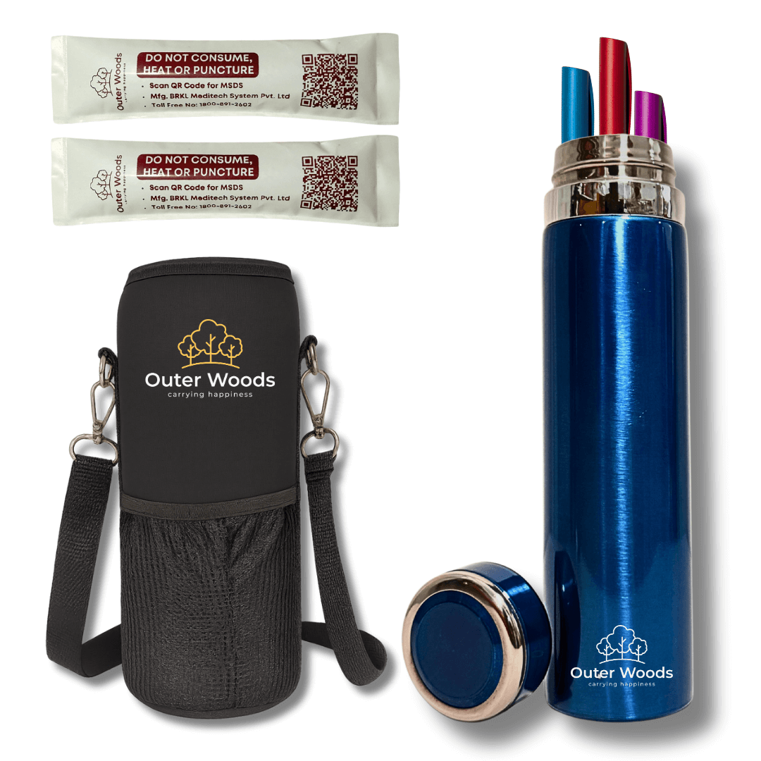Outer Woods Blue Insulated Insulin Cooler Travel Case with Gel Packs – Large | Fits Upto 8.4 Inch insulin pen