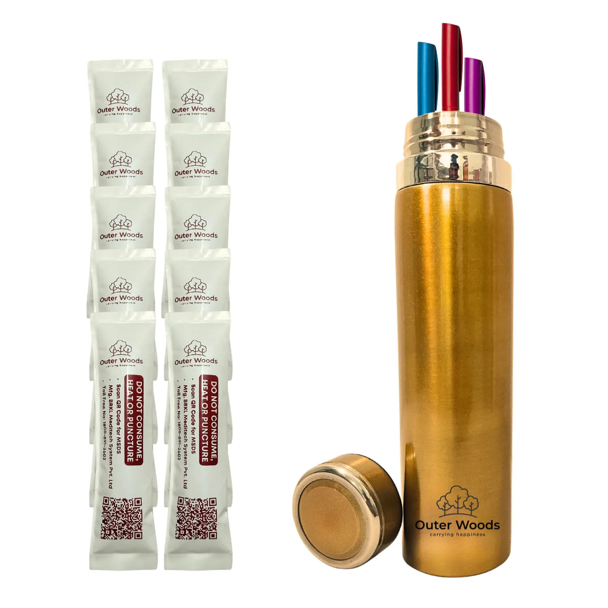 Outer Woods Insulin Coller Bottle | 20+ Hours Cooling | Large Size 1000ml Bottle | 10 x 35ml Ice Gel Packs Included