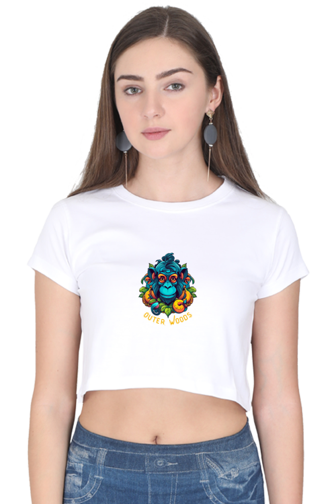 Outer Woods Women's Wild Monkey Graphic Printed Crop Top