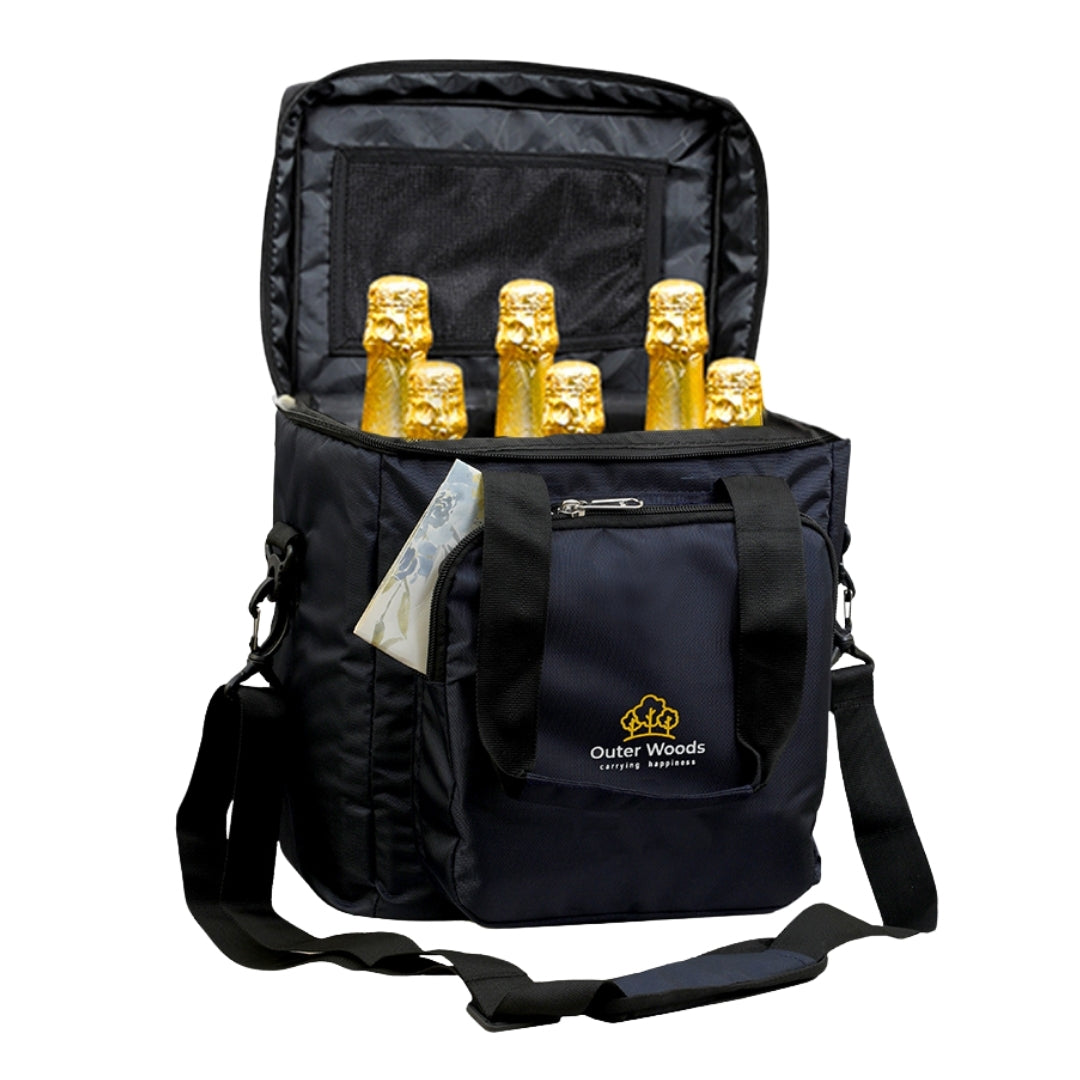 Outer Woods Insulated 6 Bottle Cooler Bag, Beverage Cooler Bag, Insulated Bag, Bottle Bag, Beer Cooler Bag, Wine Carier, Hot Cold bag