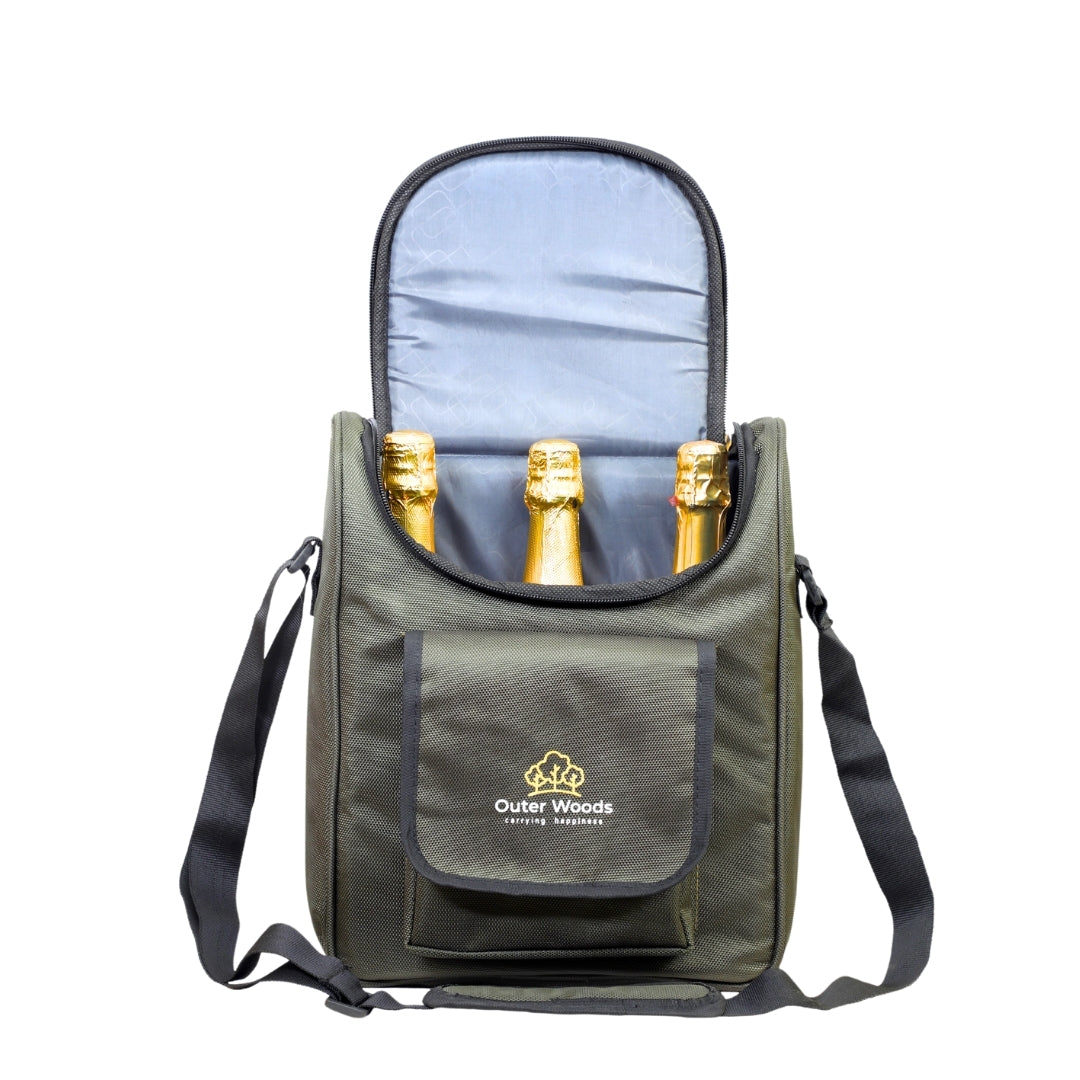 Outer Woods Insulated 3 Bottle Cooler Bag | Beer Cooler Bag | Wine Carrier | Insulated Bag | Soft Cooler | Hot Cold Bag | Can Cooler