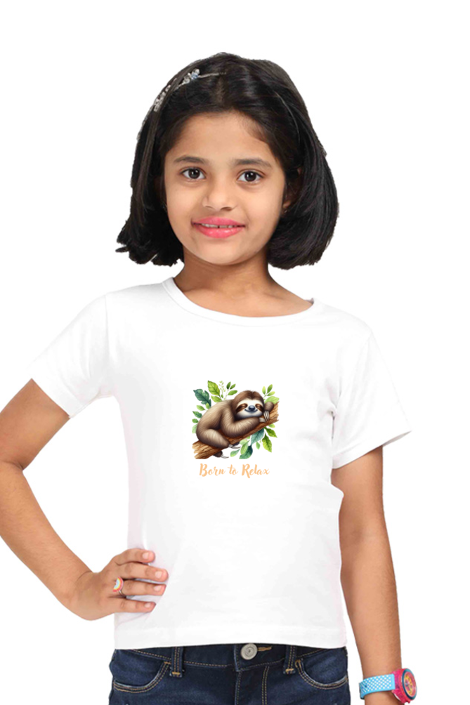 Outer Woods Girl's Graphic Printed T-Shirt - Born to Relax