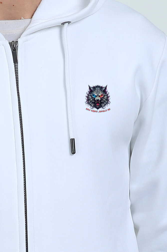 Outer Woods Unisex Wild Wolf Printed Zipper Hooded Sweatshirt