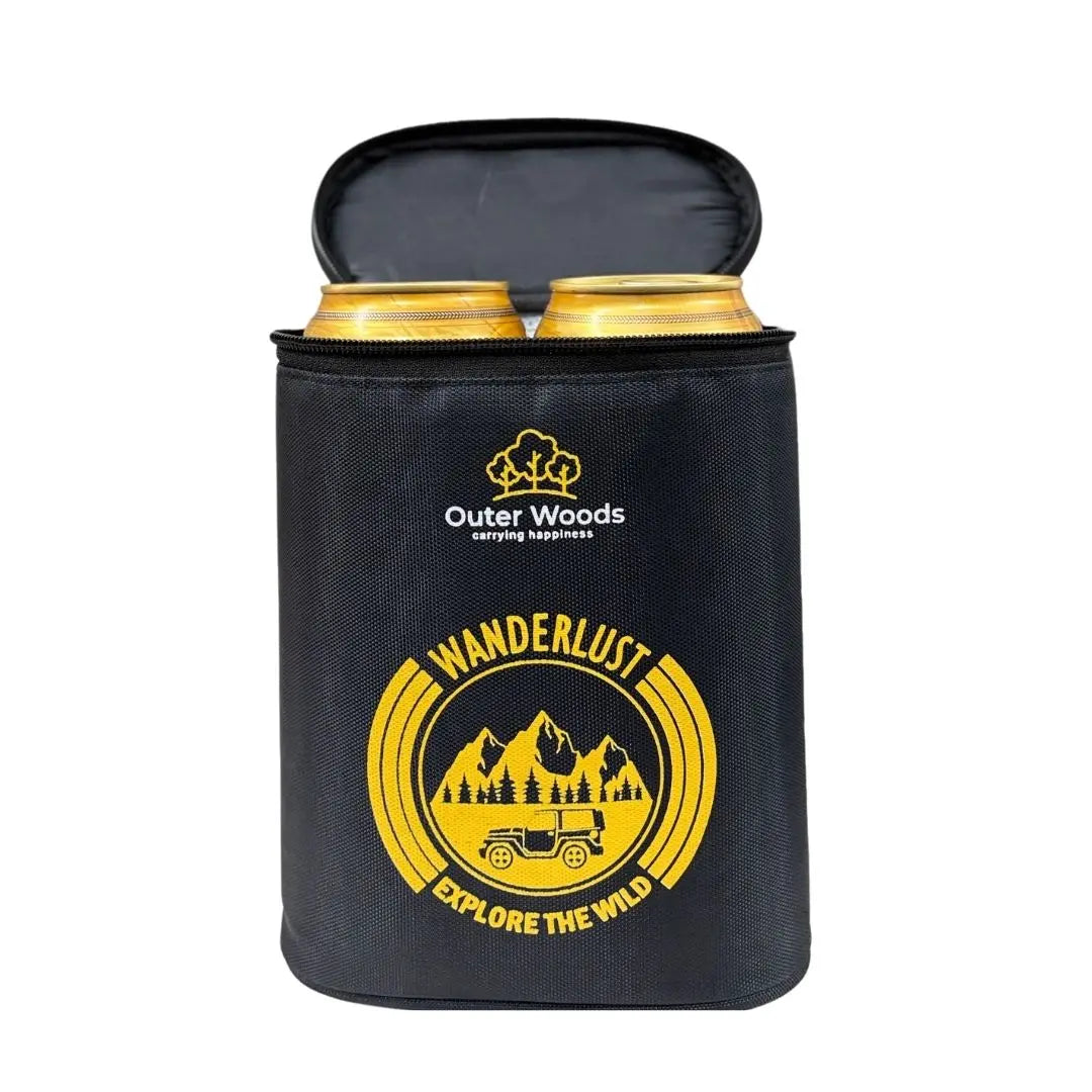Portable 2-can cooler bag for outdoor travel and picnics