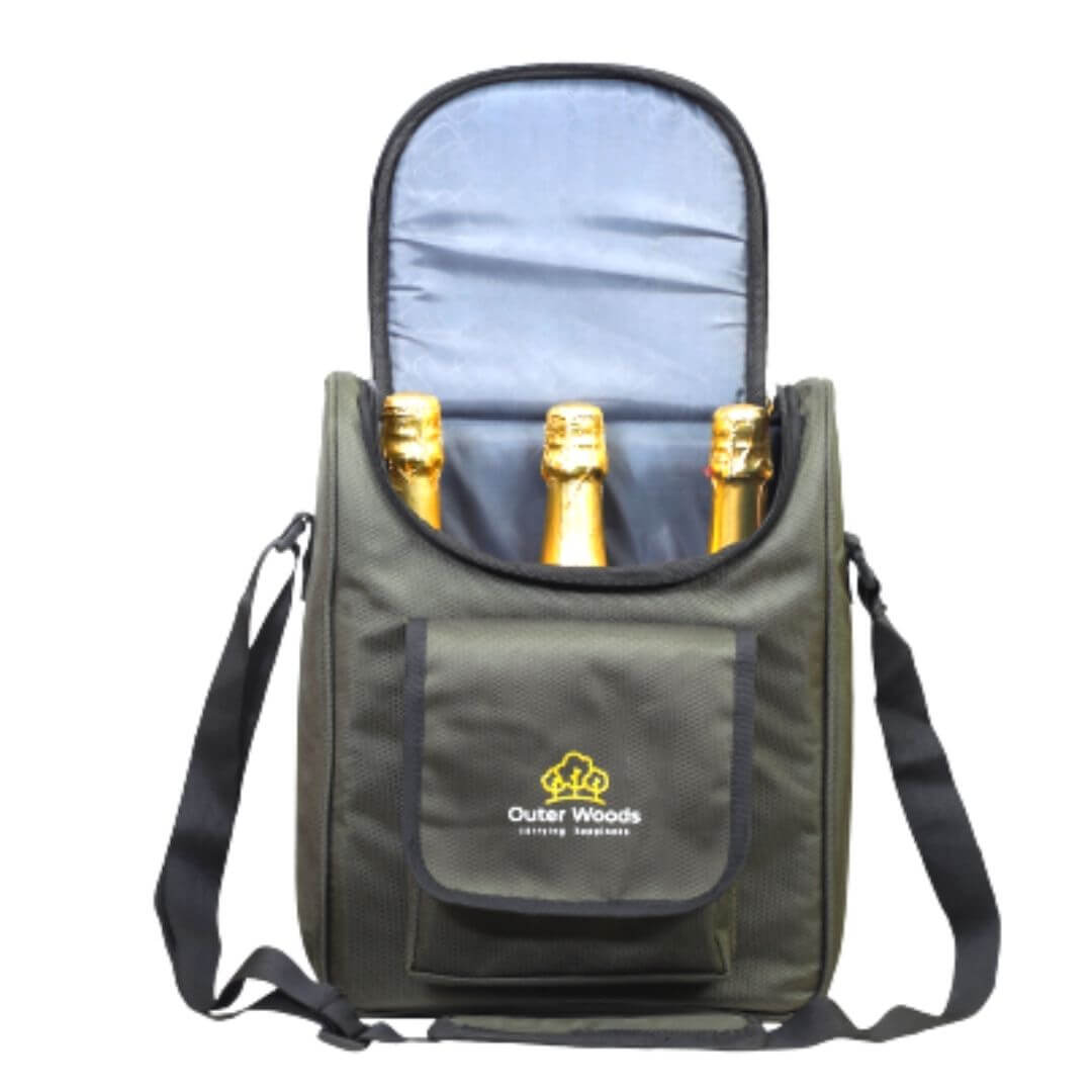 Outer Woods Insulated 3 Bottle Cooler Bag | Beer Cooler Bag | Wine Carrier | Insulated Bag | Soft Cooler | Hot Cold Bag | Can Cooler