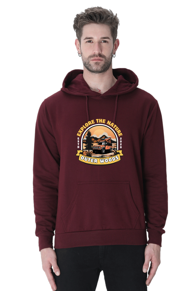 Outer Woods Men's Explore The Nature Graphic Printed Hooded Sweatshirt