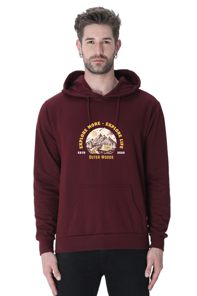 Outer Woods Men's Explore More Explore Life Graphic Printed Hooded Sweatshirt