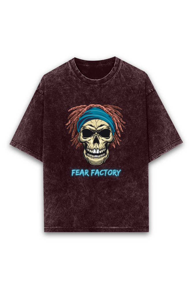 Outer Woods Men's Acid Wash Fear Factory Printed T-Shirt