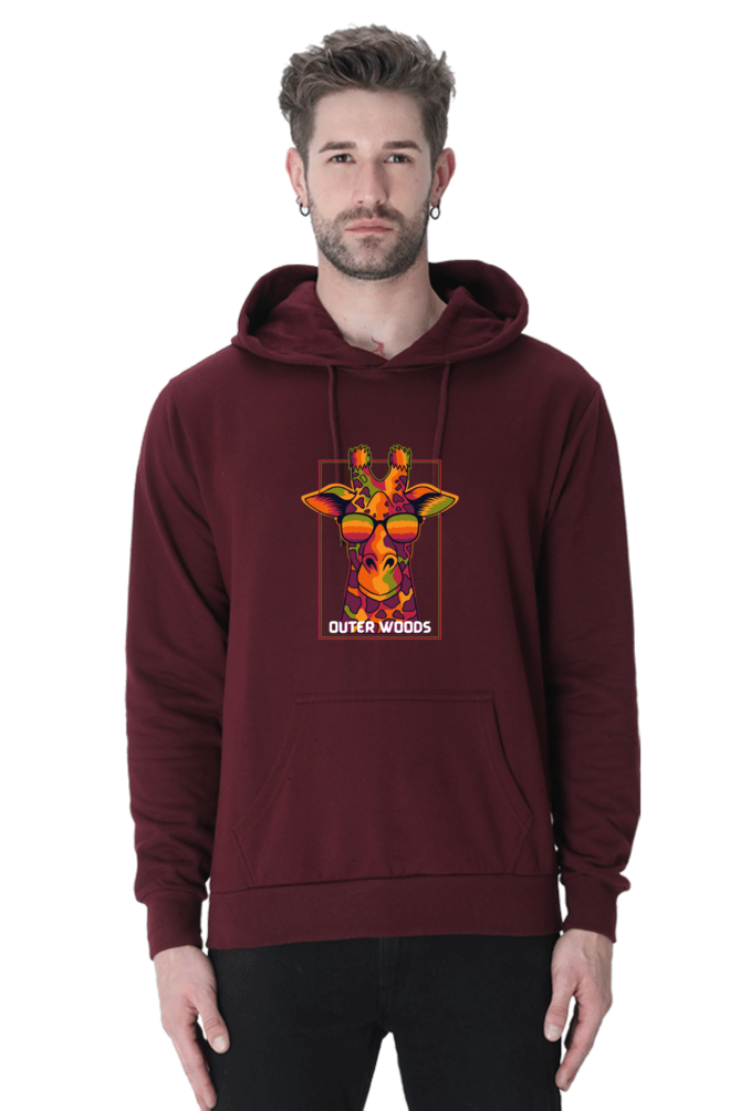 Outer Woods Men's Cool Giraffe Graphic Printed Hooded Sweatshirt