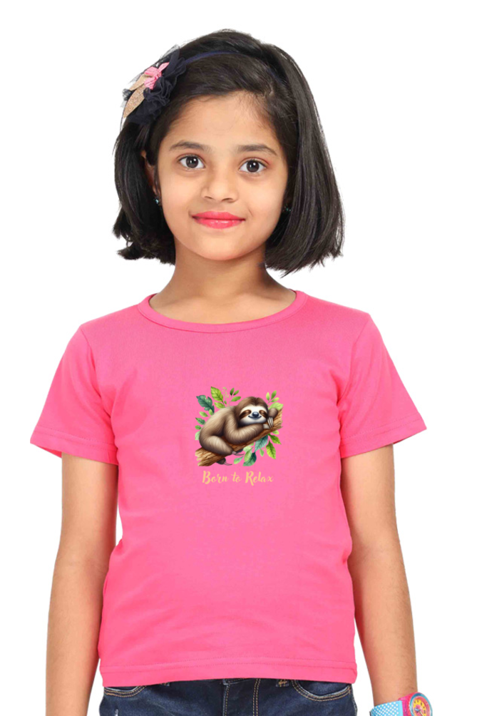 Outer Woods Girl's Graphic Printed T-Shirt - Born to Relax
