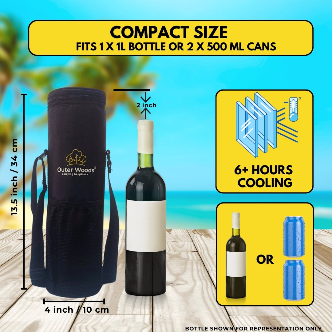Outer Woods Insulated 1 Bottle Cooler Bag, Beverage Cooler Bag, Insulated Bag, Bottle Bag, Beer Cooler Bag, Wine Carier, Hot Cold bag