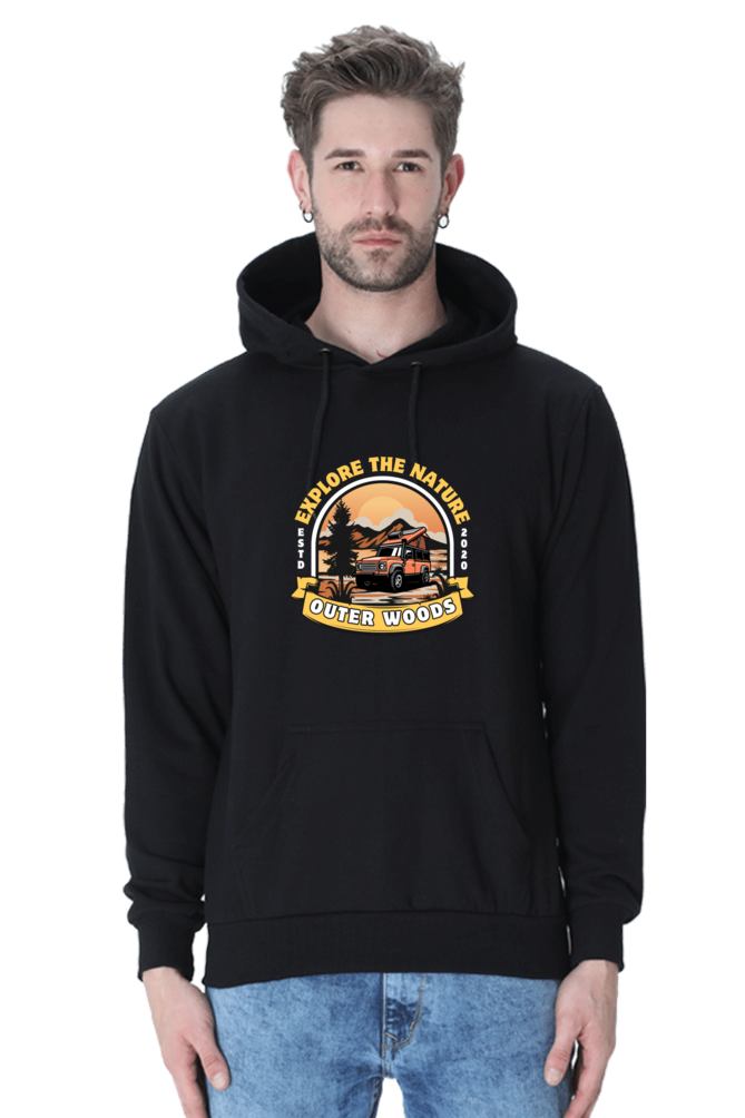 Outer Woods Men's Explore The Nature Graphic Printed Hooded Sweatshirt