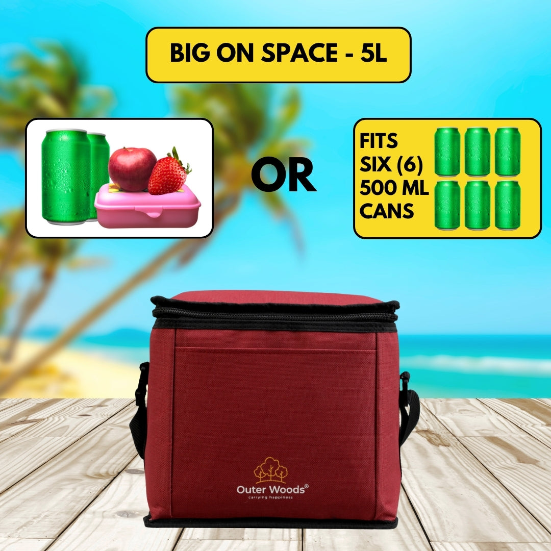 Outer Woods Insulated 6 Can Cooler Bag | Beer Cooler | Insulated Bag | Soft Cooler | Hot Cold Bag | Lunch Bag