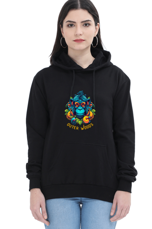 Outer Woods Women's Wild Monkey Graphic Printed Hooded Sweatshirt