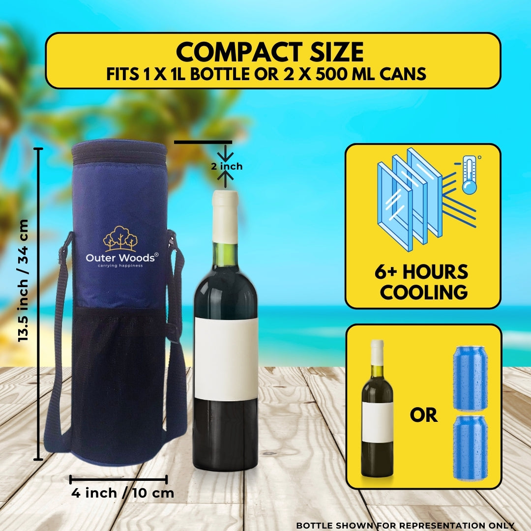 Outer Woods Insulated 1 Bottle Cooler Bag, Beverage Cooler Bag, Insulated Bag, Bottle Bag, Beer Cooler Bag, Wine Carier, Hot Cold bag