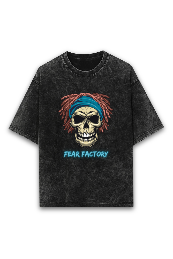 Outer Woods Men's Acid Wash Fear Factory Printed T-Shirt