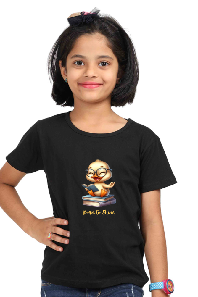 Outer Woods Girl's Graphic Printed T-Shirt - Born to Shine