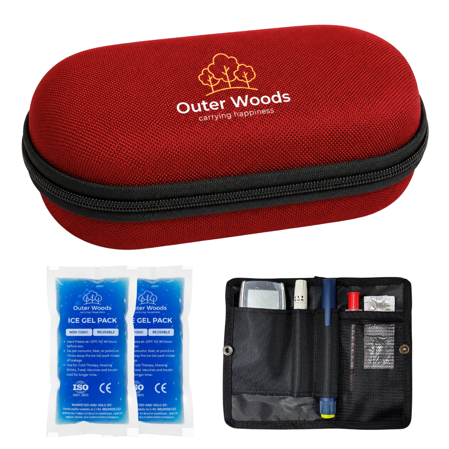 Outer Woods Insulin Cooler Bag Pro | 8+ Hours Cooling | Hard Case for Insulin Storage | 2 x 150ml Ice Gel Packs Included (Copy)