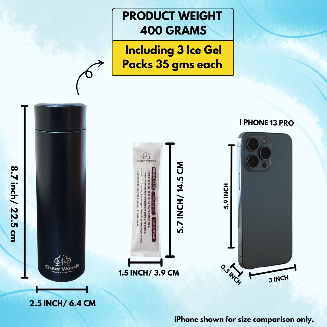 Outer Woods Premium Insulated Thermos Flask | Insulin Pen Cooler | Diabetic Organizer Bottle Case | Insulin Bottle Case