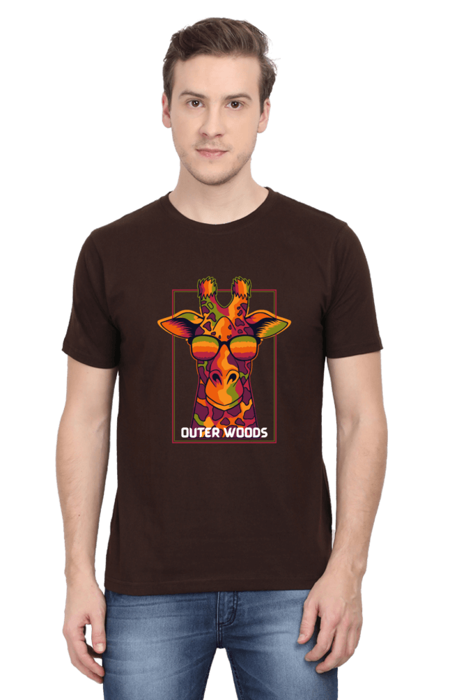 Outer Woods Men's Cool Giraffe Graphic Printed T-Shirt