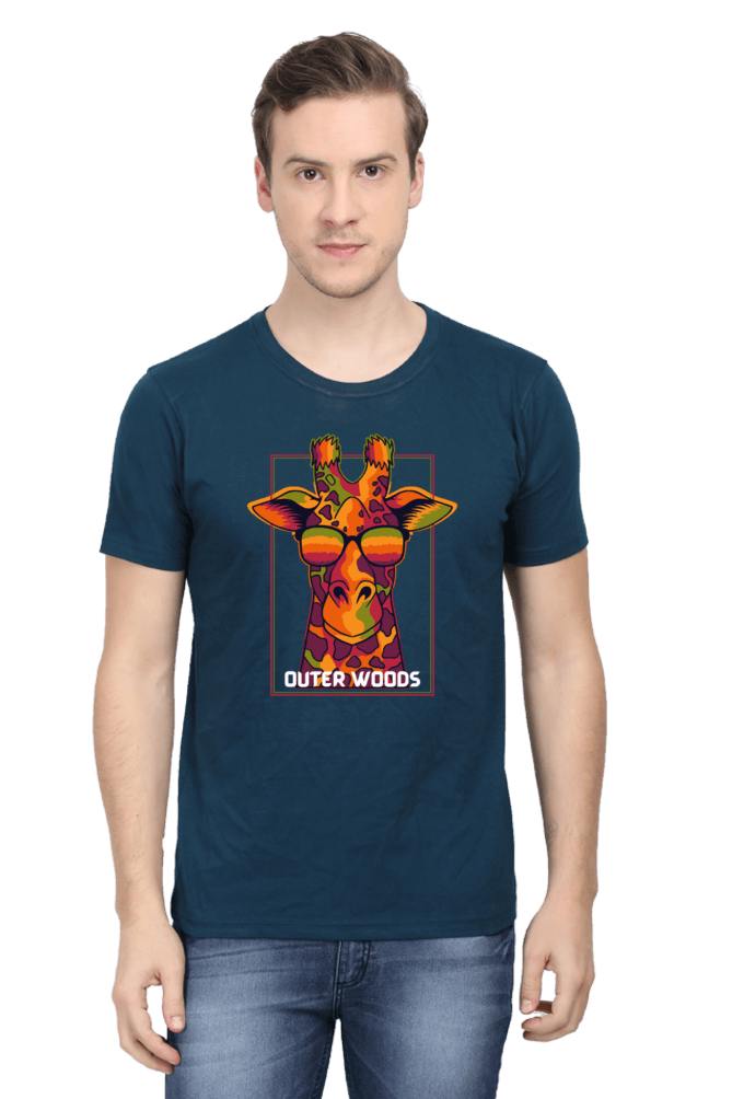 Outer Woods Men's Cool Giraffe Graphic Printed T-Shirt