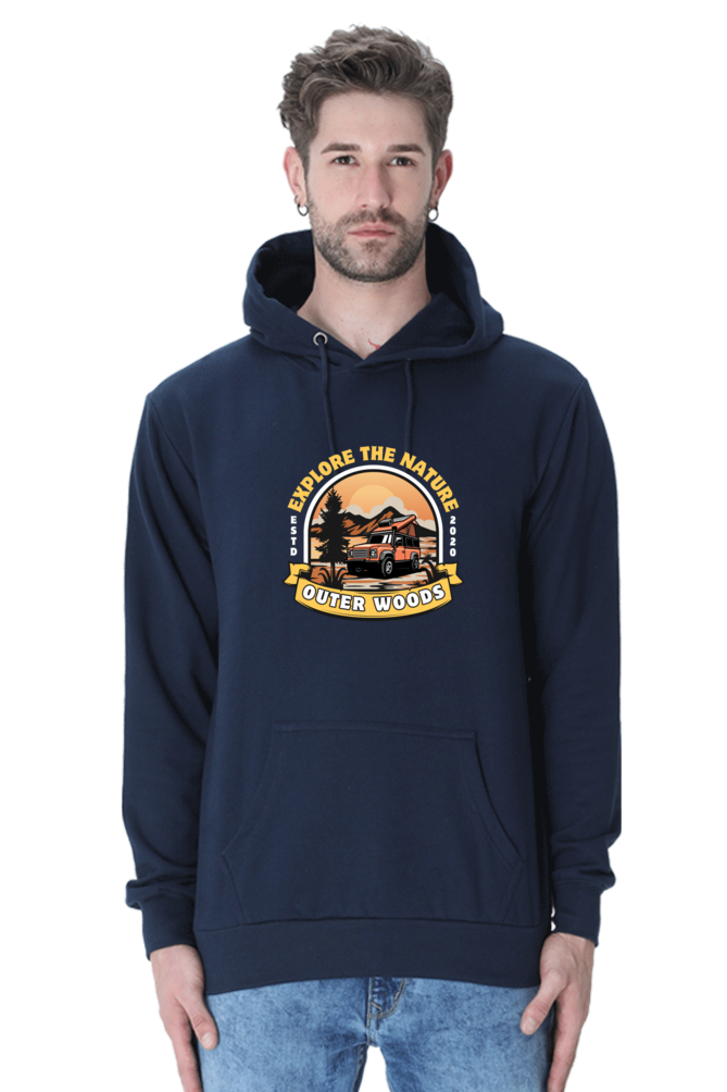 Outer Woods Men's Explore The Nature Graphic Printed Hooded Sweatshirt