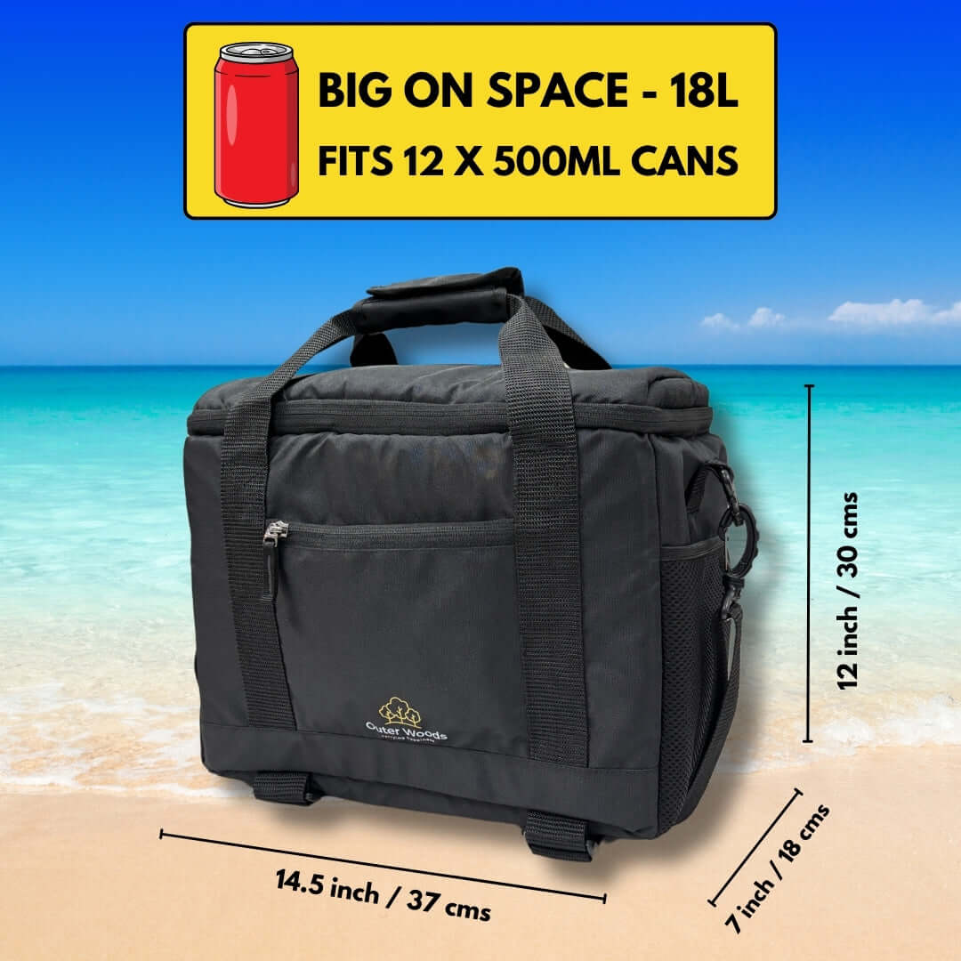 Spacious soft cooler bag with adjustable shoulder strap