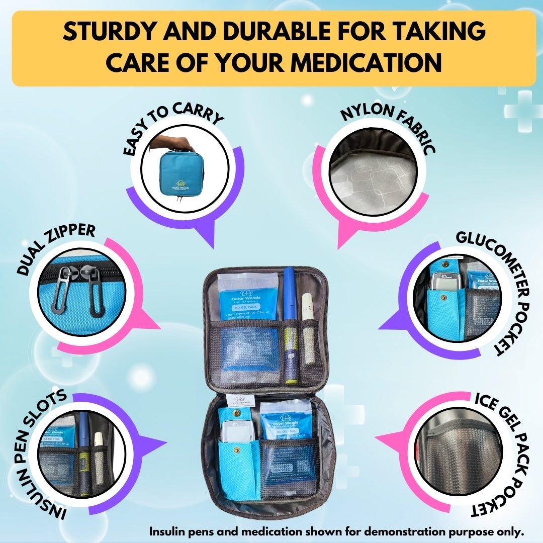 Outer Woods Insulated Insulin Cooler Bag | Insulin Pen Cooler | Diabetic Organizer Bag | Insulin Bag | Insulated Medical Bag