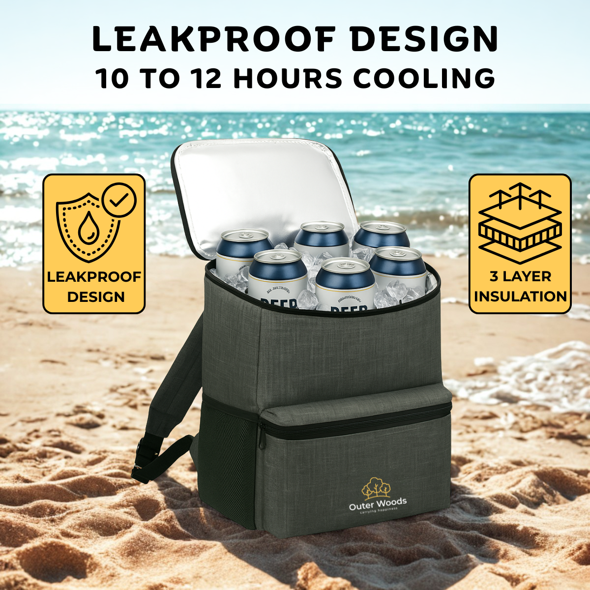 Outer Woods Insulated 10 Can Cooler Backpack