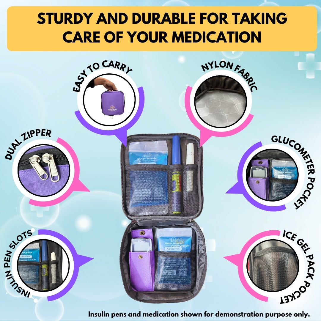 Outer Woods Insulated Insulin Cooler Bag | Insulin Pen Cooler | Diabetic Organizer Bag | Insulin Bag | Insulated Medical Bag
