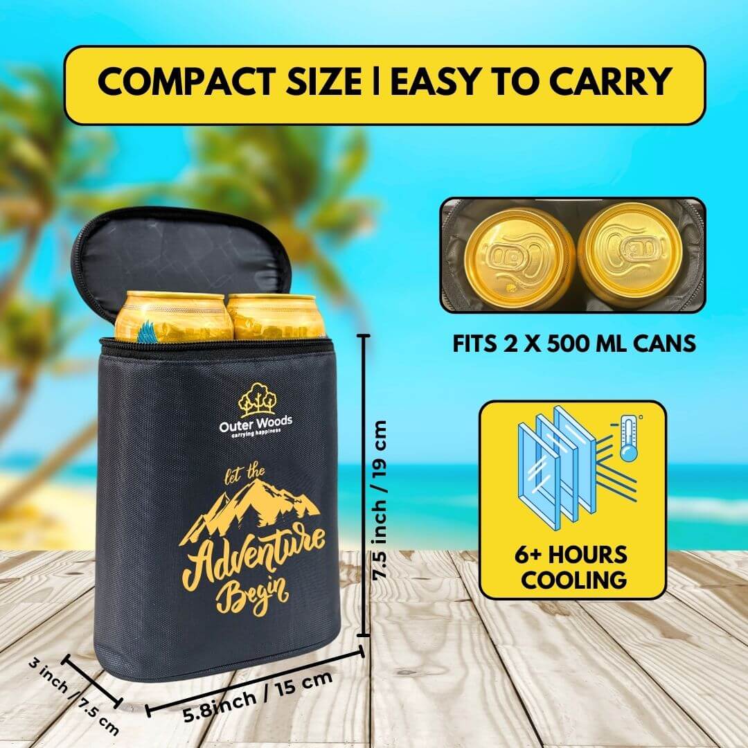 Outer Woods insulated 2-can cooler bag for keeping drinks cold