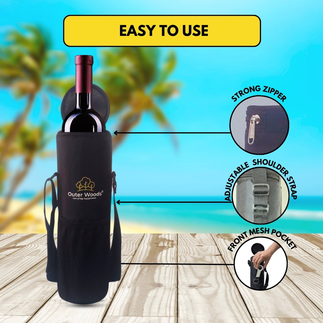 Outer Woods Insulated 1 Bottle Cooler Bag, Beverage Cooler Bag, Insulated Bag, Bottle Bag, Beer Cooler Bag, Wine Carier, Hot Cold bag