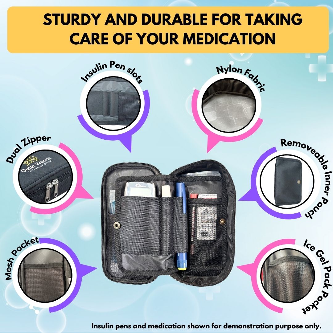 Outer Woods Insulated Insulin Cooler Bag | Insulin Pen Cooler | Diabetic Organizer Bag | Insulin Bag | Insulated Medical Bag
