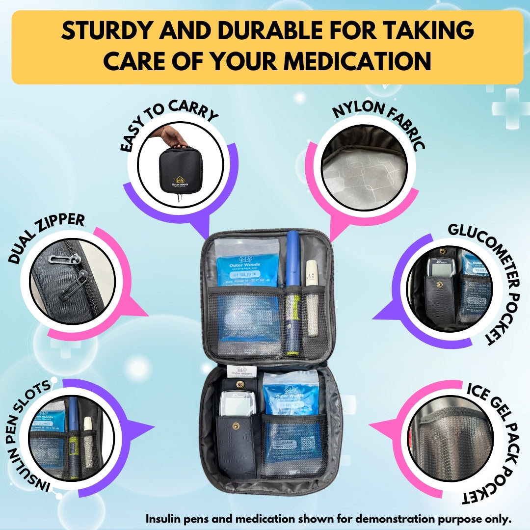 Outer Woods Insulated Insulin Cooler Bag | Insulin Pen Cooler | Diabetic Organizer Bag | Insulin Bag | Insulated Medical Bag