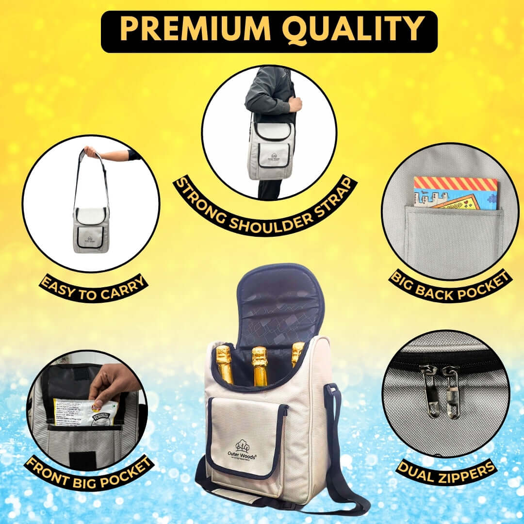 Stylish insulated wine bottle cooler bag for travel