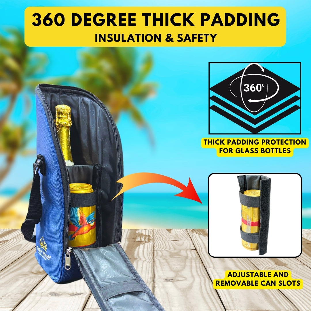 Outer Woods Insulated 1.5 Bottle Cooler Bag, Beverage Cooler Bag, Insulated Bag, Bottle Bag, Beer Cooler Bag, Wine Carier, Hot Cold bag