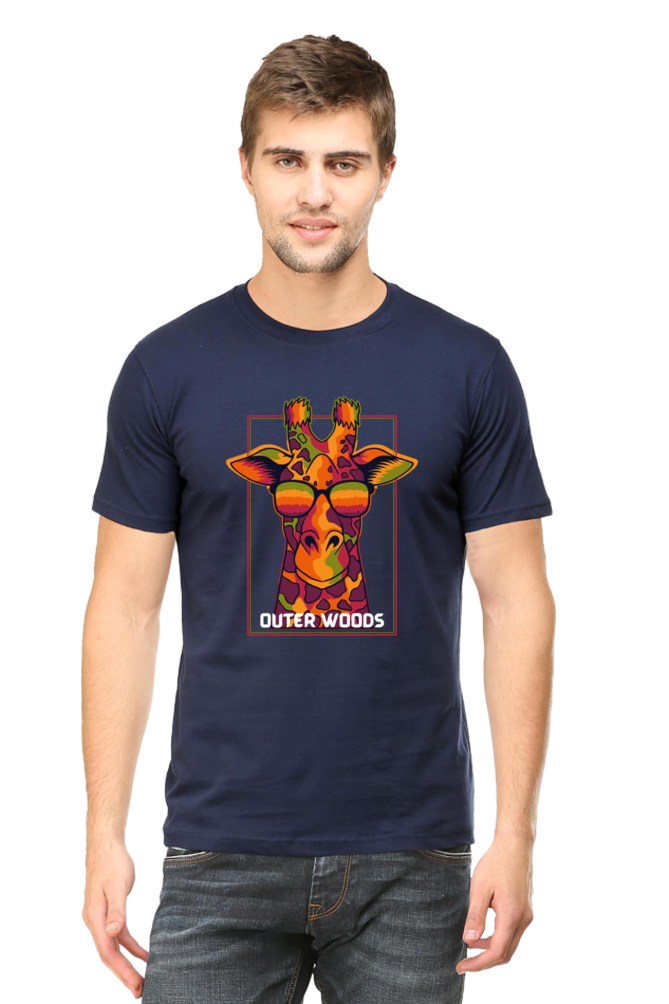 Outer Woods Men's Cool Giraffe Graphic Printed T-Shirt