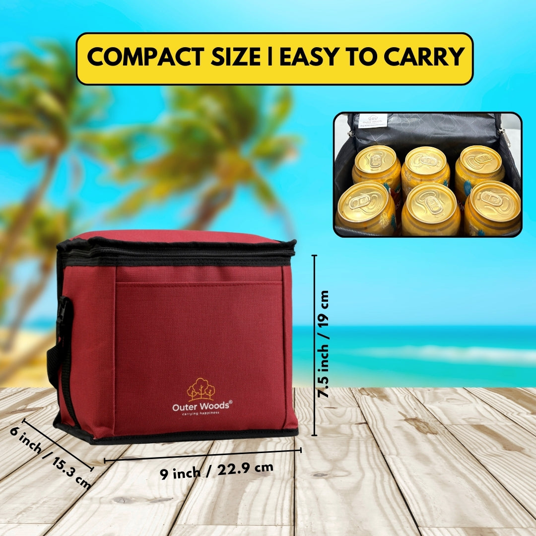 Outer Woods Insulated 6 Can Cooler Bag | Beer Cooler | Insulated Bag | Soft Cooler | Hot Cold Bag | Lunch Bag