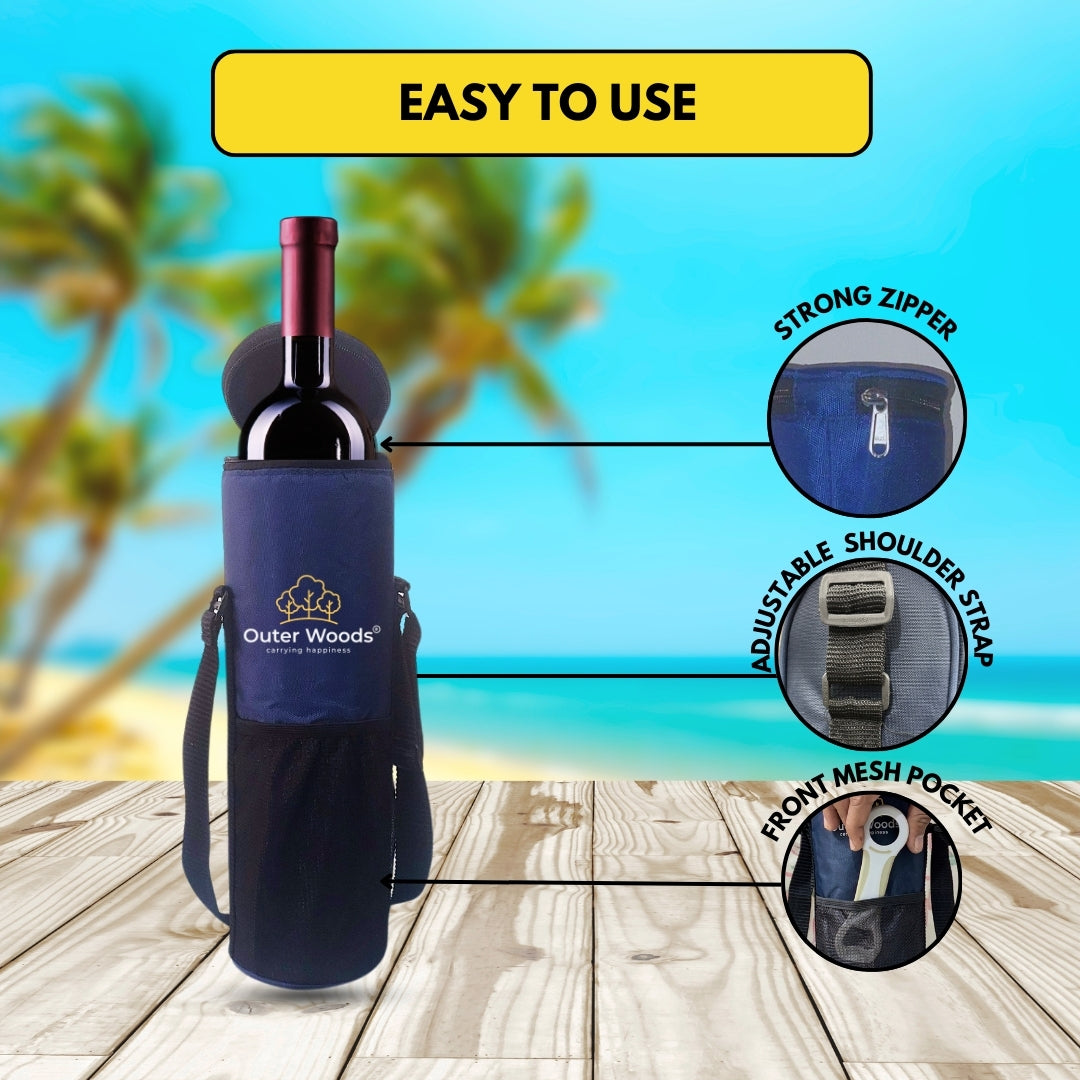Outer Woods Insulated 1 Bottle Cooler Bag, Beverage Cooler Bag, Insulated Bag, Bottle Bag, Beer Cooler Bag, Wine Carier, Hot Cold bag