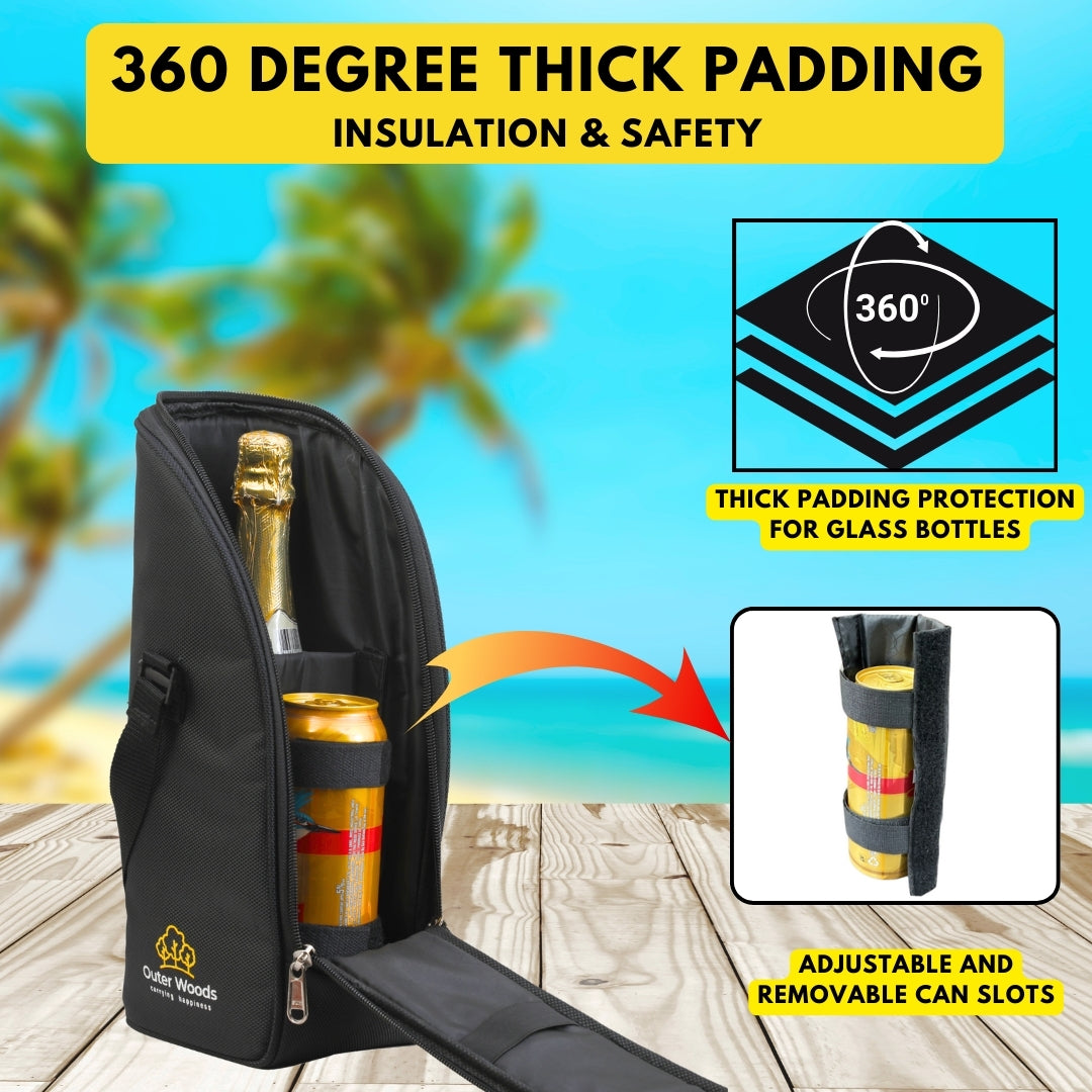Outer Woods Insulated 1.5 Bottle Cooler Bag, Beverage Cooler Bag, Insulated Bag, Bottle Bag, Beer Cooler Bag, Wine Carier, Hot Cold bag