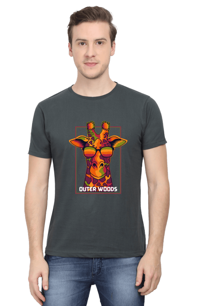 Outer Woods Men's Cool Giraffe Graphic Printed T-Shirt